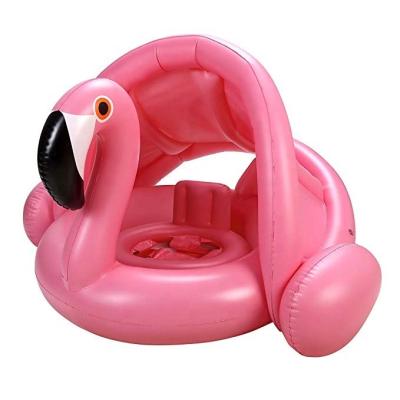 China Waterproof Baby Pool Float With Canopy, Inflatable Flamingo, Ring Swimming Pool Sunshade Swimming Toys For Baby for sale