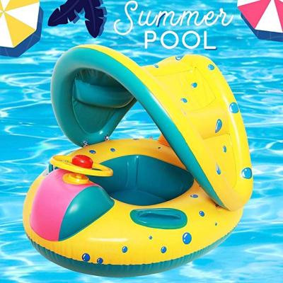 China Waterproof Baby Pool Float Inflatable Swimming Ring with Adjustable Safety Seat Sunshade Canopy for Infant Toddler Age 6-36 Months for sale