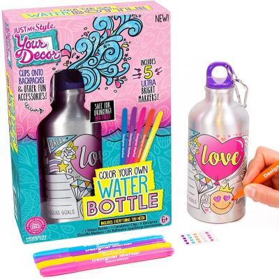 China Viable DIY Water Bottle Coloring Craft Kit, Color Your Own Water Bottle, BPA Free Aluminum Drinking Water Bottle Gift for Girls for sale