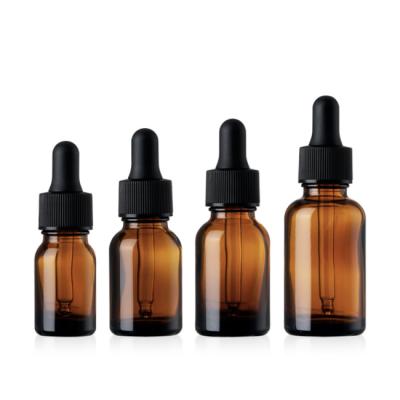 China Factory Wholesale Price 30ml Amber Essential Oil Glass Serum Viable Dropper Bottle for sale