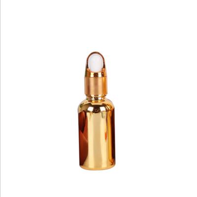 China Cheap price viable electroplate gold essential oil packaging dropper glass bottle for sale