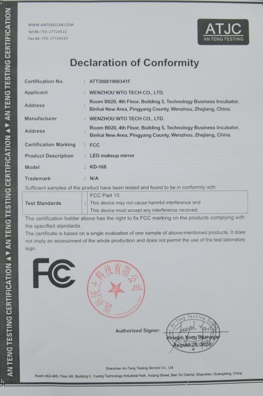 FCC - Wenzhou Wto Tech Co., Ltd.