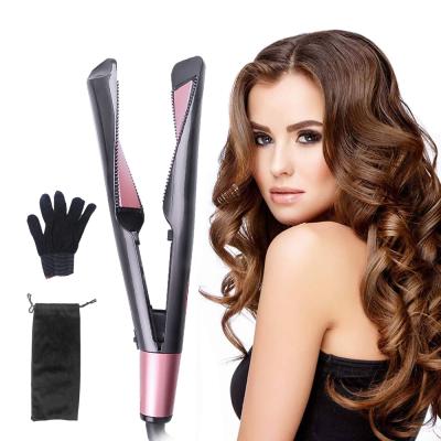 China Professional Adjustable Heat Settings 2 In 1 Twist Hair Curling And Straightening Wet And Dry Flat Styler Iron Hair Straightener Hair Curler Tools for sale