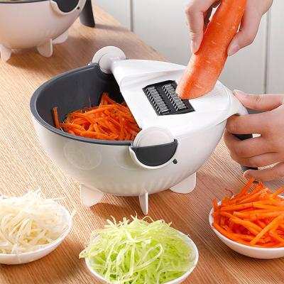 China Amazon Viable 9 in 1 Multifunctional Vegetable Cutter With Drain Basket Magic Rotate Portable Chopper Grater Vegetable Slicer for sale