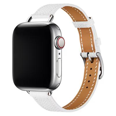 China Korean Hot Cowhide Leather Pattern Lychee Genuine Leather Watch Strap Band for Apple iWatch 7 Se 6 5 4 3 2 1 for sale