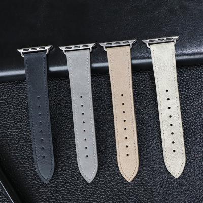 China Leather Watch Accessories and Parts Series 7 Premium Grain Calf Top Watch Strap 38mm 44mm for Apple Watch Band Leather for sale