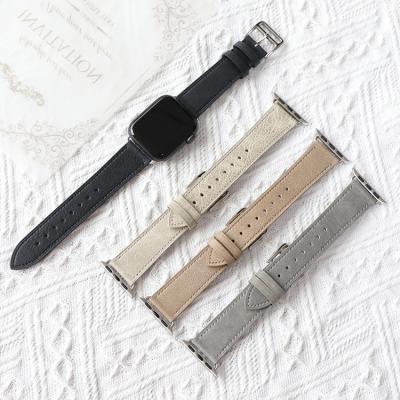 China 2022 Leather New Luxury Genuine Leather Watch Band 44 45 Millimeter Watchband For Apple Watch For iWatch Leather Band for sale