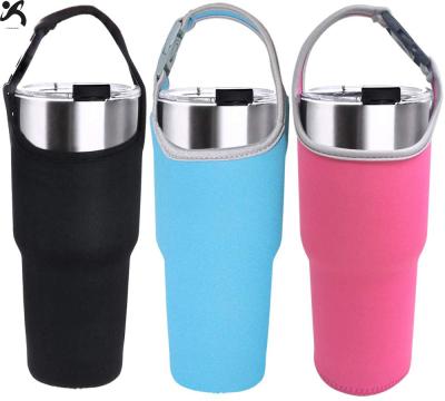 China Waterproof Custom Logo Neoprene Tumbler Drink Bottle Cooler White Can Cooler Vacuum Cup Insulated Carrier Stand for sale