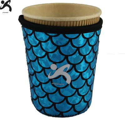 China Insulated Soft Drink Cup Cooler Sleeve Reusable Single Color Neoprene Coffee Cup Sleeve Insulated Holder for sale