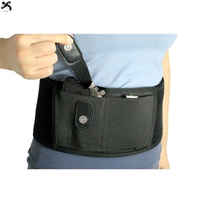 China Durable Custom Neoprene Gun Holster Tactical Clip Concealed To Carry Belly Holster Belt With Phone Purse for sale