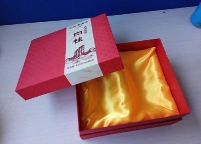 China Hard Paper Food Craft Gift Box Red Color With Silk Cloth 31cm X 31cm X 6.2cm for sale