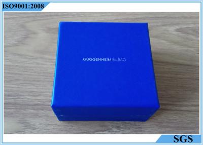 China Blue Cardboard Jewelry Boxes Small Square Shape With Customized Logo for sale