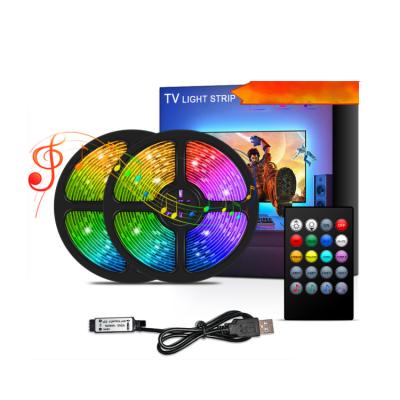 China FICLUX USB 5v 2M 1M RGB 5050 TV Decoration Backlight Lights Music Blue Tooth Waterproof Computer Led Strips With 24keys Remote Controller for sale