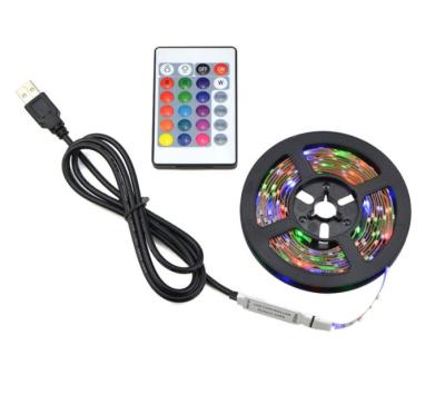 China FICLUX 5050 DC5V IP65 RGB TV Decoration Flexible USB Backlight Kit Led Strip Lights with 24 Key IR Remote Controllers for sale