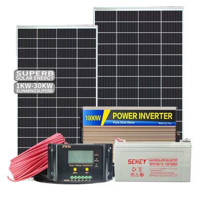 China Home Solar Wind System 1KW 3KW 5KW Solar Gel Hybrid Battery Inverter Outdoor Home Solar Panel System for sale