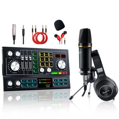 China Live Streaming Equipment Podcast Package With Professional Mic Recording Sound Card Audio Set for sale