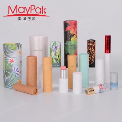 China Eco Friendly Cosmetic Cardboard Paper Tube Packaging Box Tube Packaging Kraft Lipstick Deodorant Sunscreen Push Up for sale