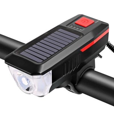 China Super Bright HIGH-LOW Bicycle Front Light With Horn Speaker, USB Solar Powered Rechargeable Led Bicycle /FLASH Bicycle Light for sale