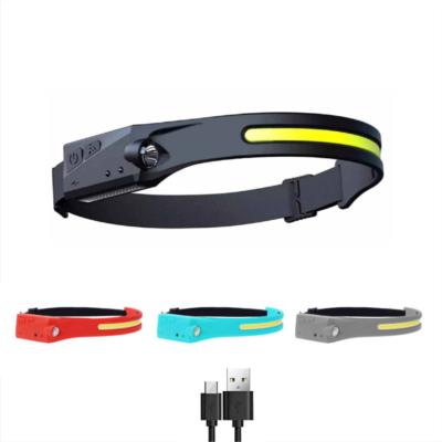 China Colorful Plastic+silicon COB Flood Sensor Headlights Hot Saling USB High Power Rechargeable Headlights Waterproof for Hiking, Fishing for sale