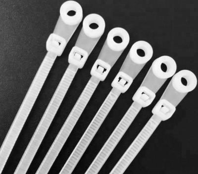 China Mounting Hole Nylon Cable Ties - 100 Pack - 11.8 Inch 50 Pounds Zipper Tie Hole Wire Screw Nail for sale