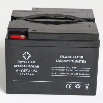 China New home appliances rechargeable battery 12V 28Ah lead crystal battery for solar system, boat and golf cart for sale