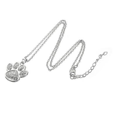 China Wholesale Cute Dog Paw Footprint Pendant Necklace Women Zinc Alloy Animal Jewelry for sale