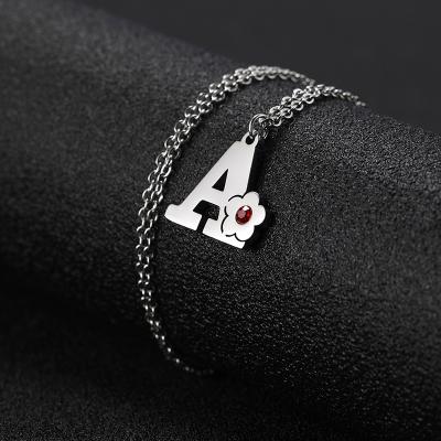 China CLASSIC Crystal Alphabet Jewelry Girls Name Necklace Gift Friendly Stainless Steel English Letter A-Z Capital Pendants for sale