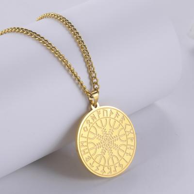 China Vintage Norse Viking Vegvisir Mjolnir Compass Amulet Necklace Stainless Steel Mens Vintage Celtics Celtics Pendant Jewelry for sale