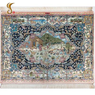 China 3x4ft China Wall Hanging Simple High Quality Life Stage Design Handmade Silk Tapestry for sale