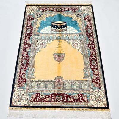 China Non-slip Natural Handmade Silk Prayer Blanket, Islamic Prayer Blanket for Debtor for sale