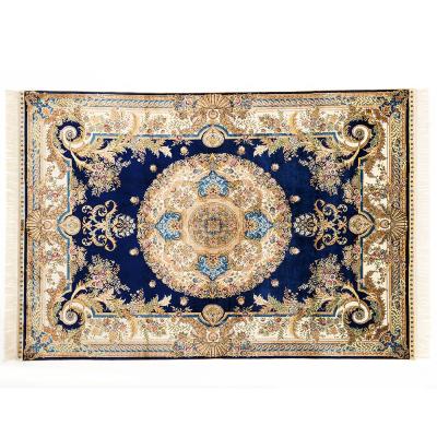 China Handmade Jacquard Blanket Blue Silk Modern Persian Rug On Sale for sale