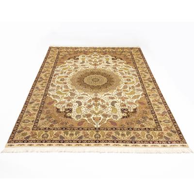 China Factory Direct Sale 6X9 FT Area CLASSIC Beige Floral Persian Silk Rug For Living Room for sale