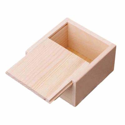 China Handmade Wooden Box Pine Small Gift Box Packaging Wooden Box With Sliding Lid for sale