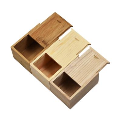 China Handmade high quality nature paulownia color wooden box with sliding lid for sale