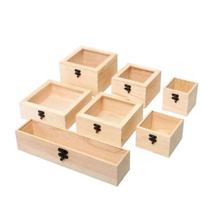 China Handmade Transparent Glass Half Flower Wooden Box Square Wood Box Gift Wholesale Customized Wooden Box for sale