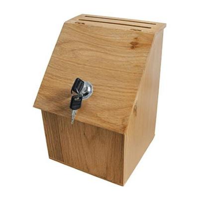 China Handmade Natural Wooden Idea Box Donation Box Urn Lockable with 2 Keys for Wall or Countertop for sale