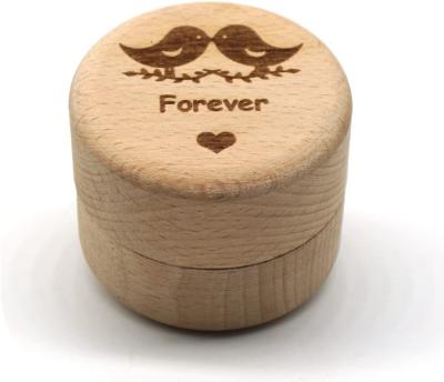 China Handmade Log Wedding Ring Box Wooden Ring Bearer Box Valentines Engagement Ring Holder for sale