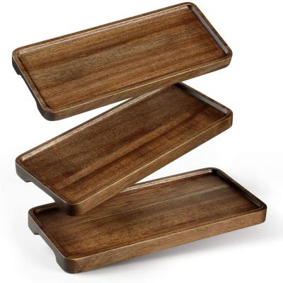 China 100% Factory Wholesale Custom Handmade Rectangular Wooden Food Cookie Breakfast Trays for sale