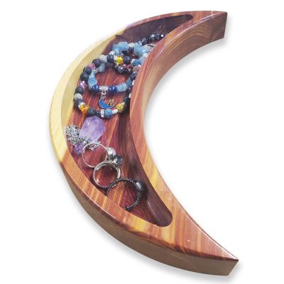 China Rustic Wooden Decor Crescent Moon Tray Essential Oils Dish from Europe to Organize Your Crystals, Moon Rocks for sale