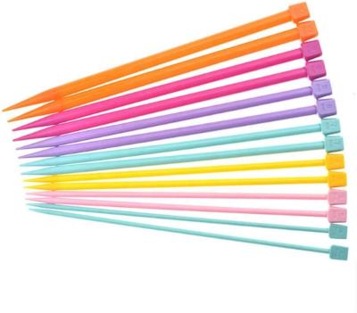 China Wholesale Interchangeable Crochet Hook 14 Pcs Set 25 Cm Long Colorful Plastic Single Pointed Knitting Needles for sale