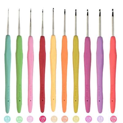 China Crochet Hooks 10 Pcs 0.5mm-2.75mm Lace Small Size Ergonomic Crochet Hooks Set Knitting Needles for sale