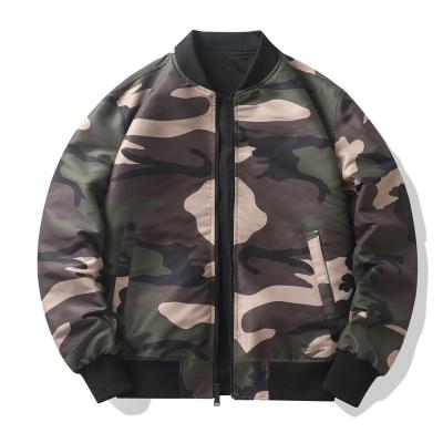 China QUICK DRY Ready to ship high quality college bomber zipper fashion double side full camouflage unisex solid color jackets for sale