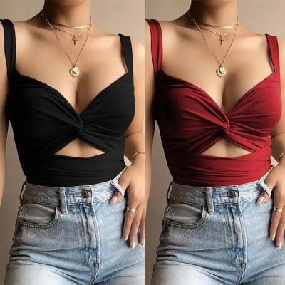 China Wholesale Custom Made Summer Elastic Short Sleeveless Crop Top Sexy Anti-pilling Crop Top for sale