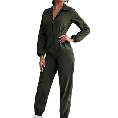 China Anti-pilling ladies fashion leisure long sleeve overalls zipper overalls long sleeve dungarees- for women for sale