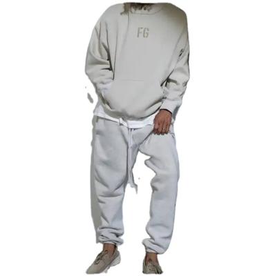 China Custom Made Breathable High Quality Casual Luxury White Cotton Sweatpants Men OEM Oversized Straight Leg Straight Leg for sale