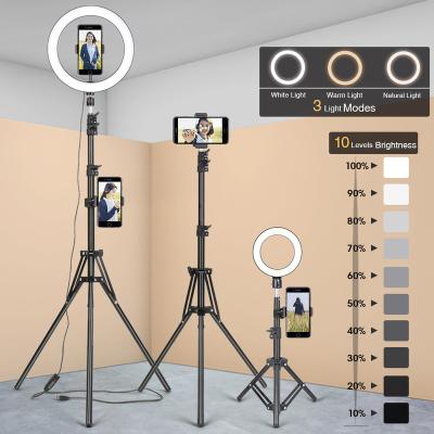 China Photography Tripod For Mobile Phone With Ring Lamp Camara Selfie Light Stand Bracket LH05 for sale