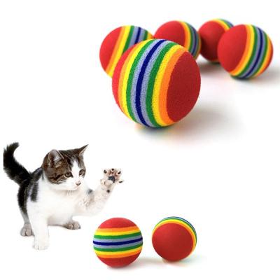 China Rainbow Ball Cat Toy Colorful Ball Interactive Pet Products Kitten Play Chewing Rattle Scratch Ball PP21 for sale