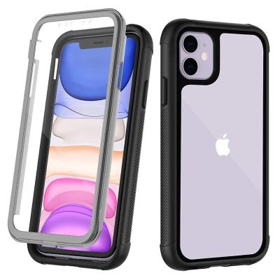 China Full-Body Rugged Clear Bumper Case with Built-in Screen Protector Heavy Duty Protection Designed for iPhone 11 PC04 for sale