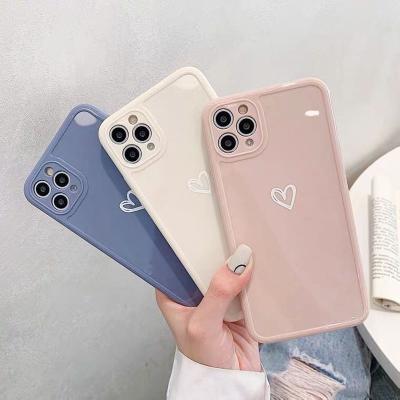 China Candy Colors Love Heart Phone Case Square Three-Dimensional Frame Back Cover PC07 for sale