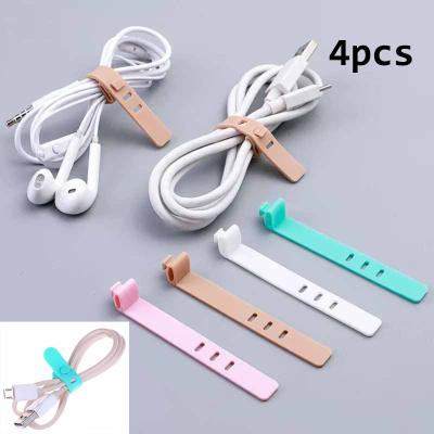 China 4Pcs Silicone Cable Organizer USB Data Wraps Cord Winder Wire Protector Holder Desk Stationary Desk Set Accessories Supplies CC03 for sale